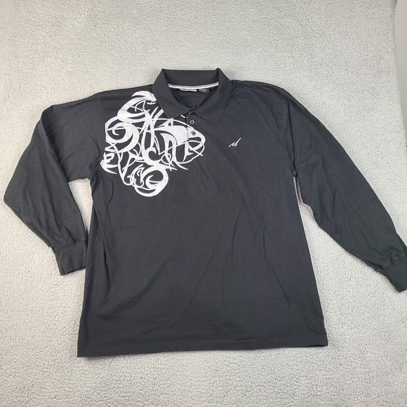 Randy Moss Collection Polo Shirt Mens‎ XXL Black Long Sleeve Cotton - Picture 1 of 15